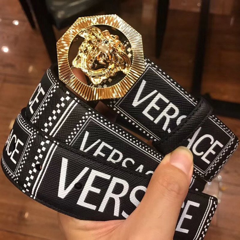 Versace Black Leather Gold Medusa Belt