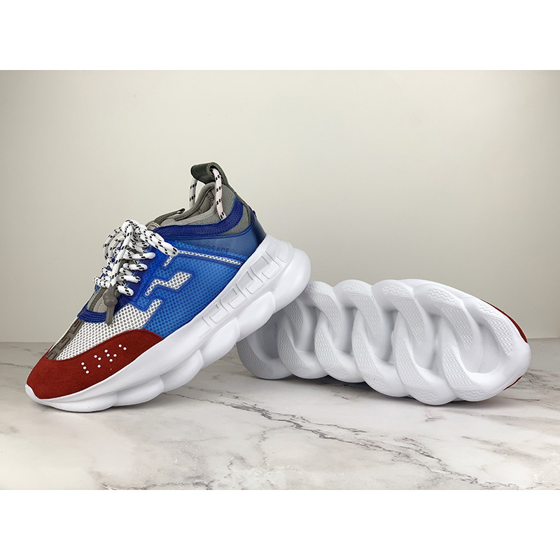 Versace Chain Reaction Sneakers in Blue/Red