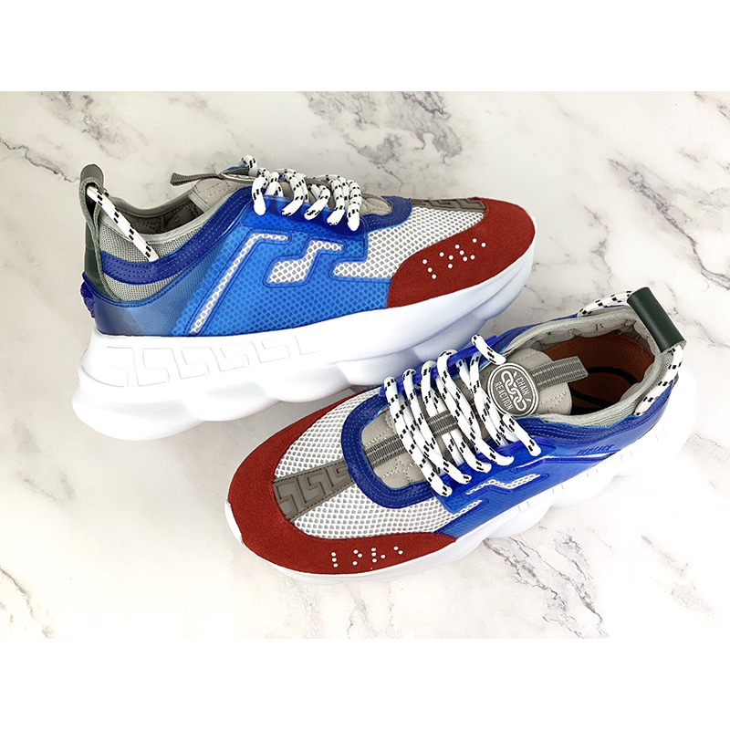 Versace Chain Reaction Sneakers in Blue/Red