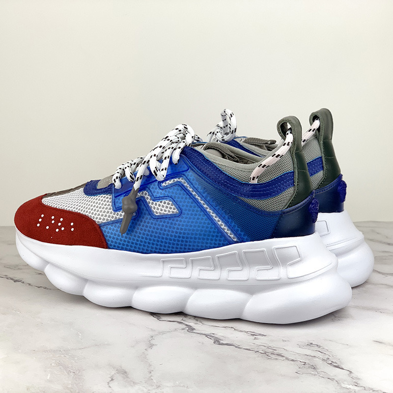 Versace Chain Reaction Sneakers in Blue/Red