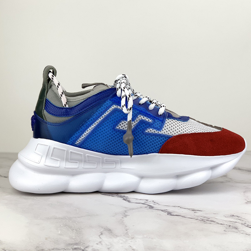 Versace Chain Reaction Sneakers in Blue/Red