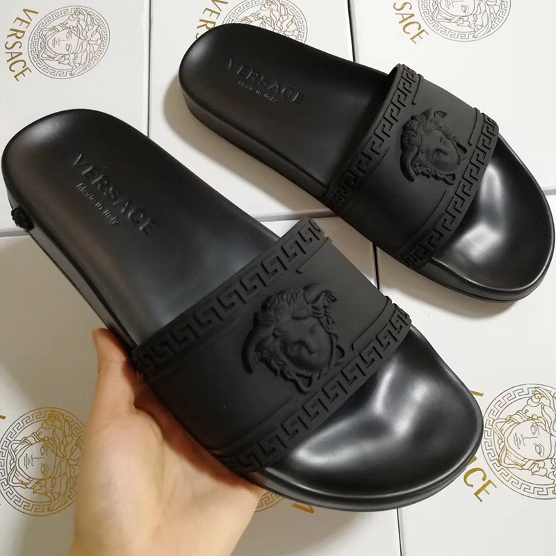 Versace Palazzo Pool Slides in Black