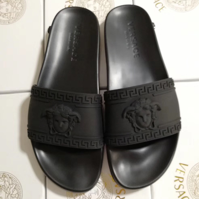 Versace Palazzo Pool Slides in Black