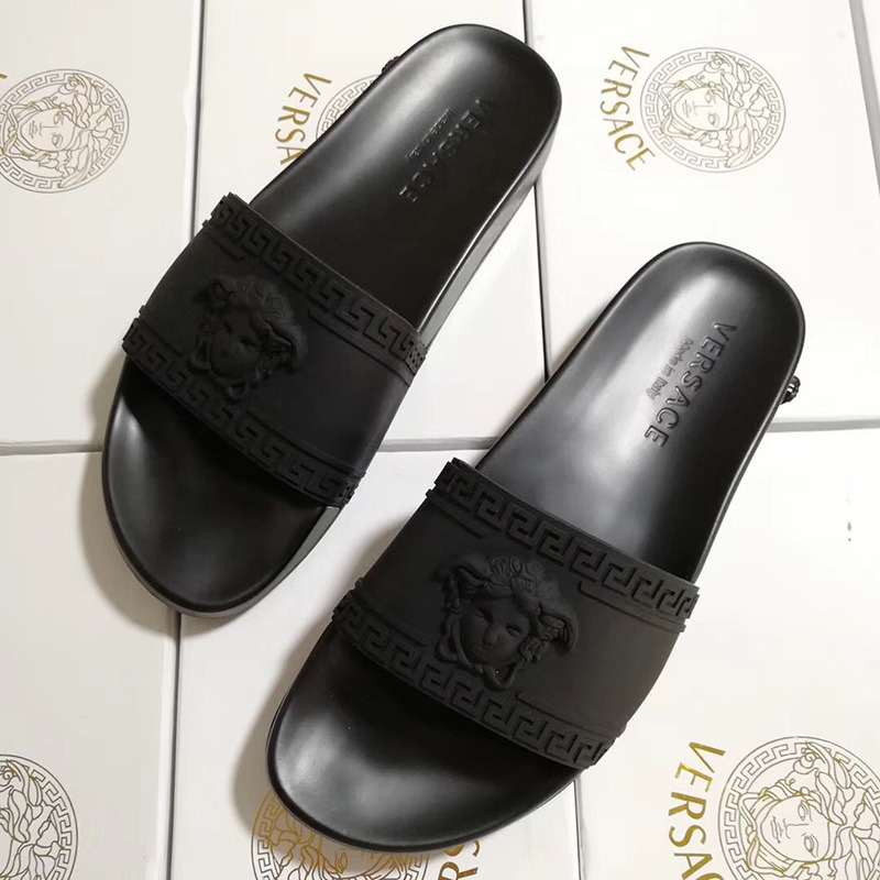 Versace Palazzo Pool Slides in Black