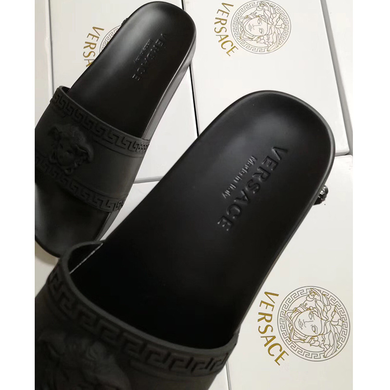 Versace Palazzo Pool Slides in Black