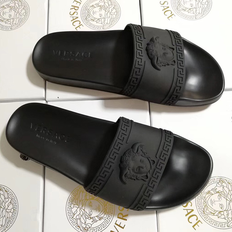 Versace Palazzo Pool Slides in Black