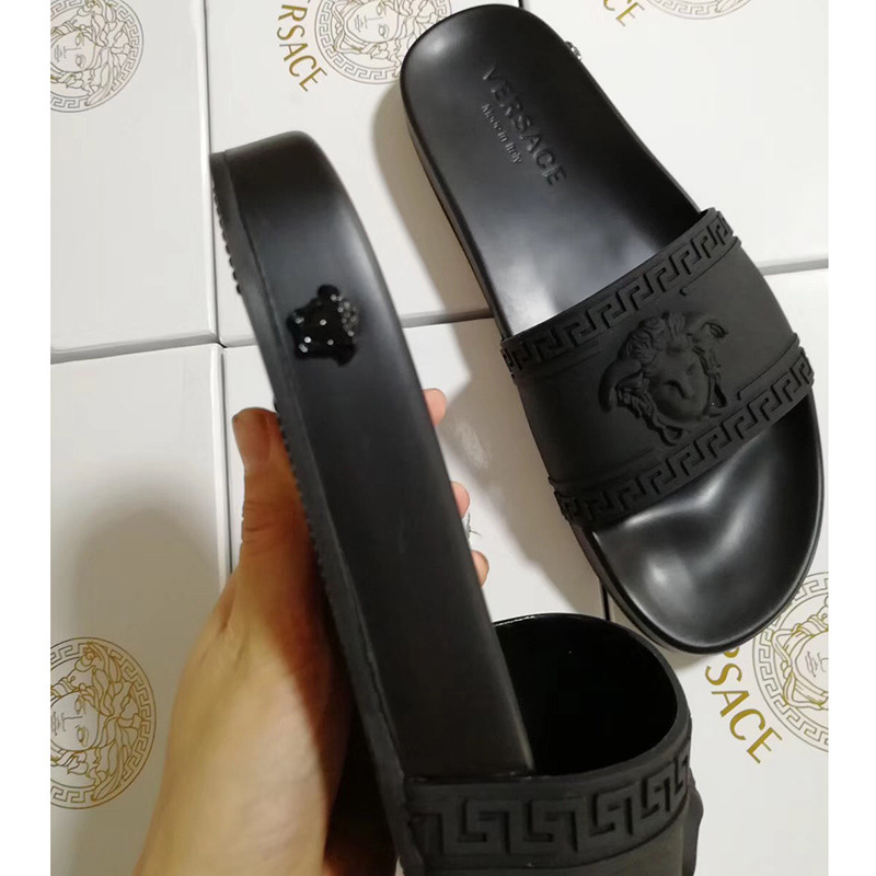 Versace Palazzo Pool Slides in Black