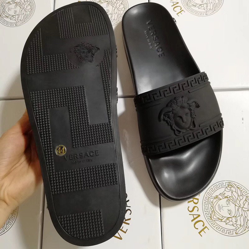 Versace Palazzo Pool Slides in Black