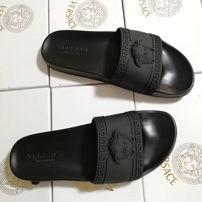 Versace Palazzo Pool Slides in Black