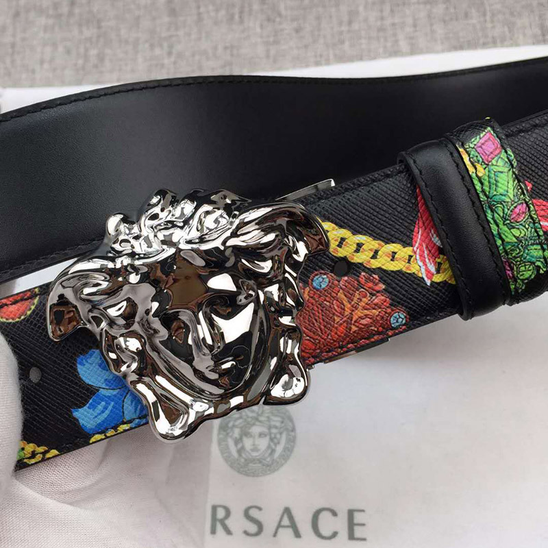 Versace Gioelleria Jetes Reversible Palazzo Belt in Silver