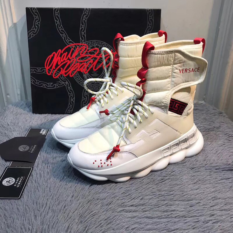 Versace White Chain Reation Sneaker Boots