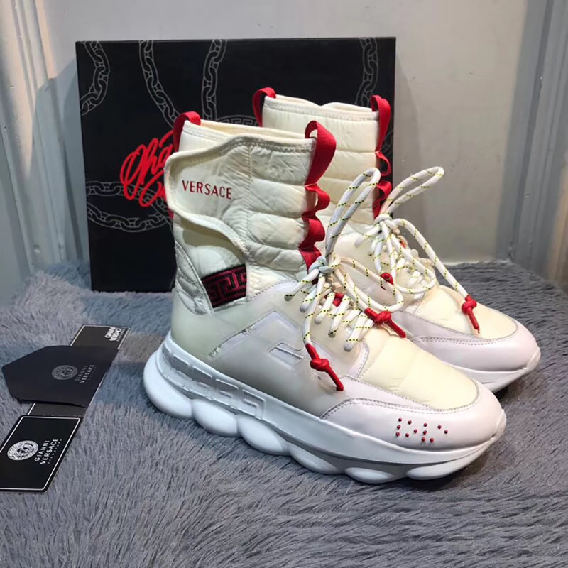 Versace White Chain Reation Sneaker Boots