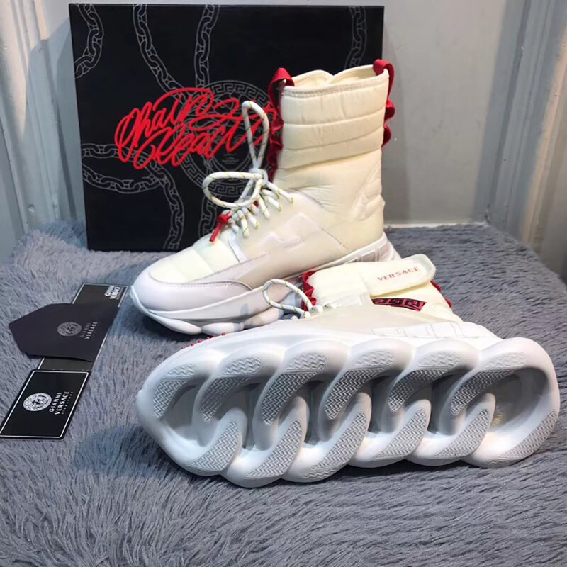 Versace White Chain Reation Sneaker Boots