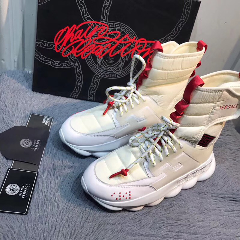 Versace White Chain Reation Sneaker Boots