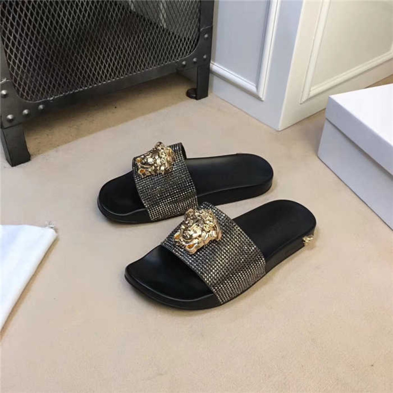 Versace Diamonds Medusa Head Slides Sandals