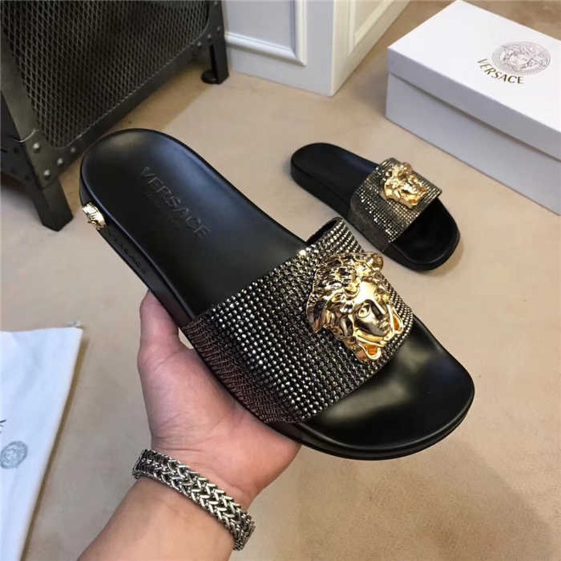 Versace Diamonds Medusa Head Slides Sandals