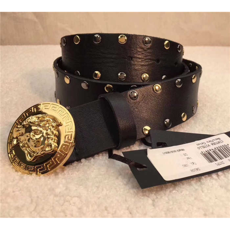 Versace Medusa Logo Buckle Micro Studded Belt