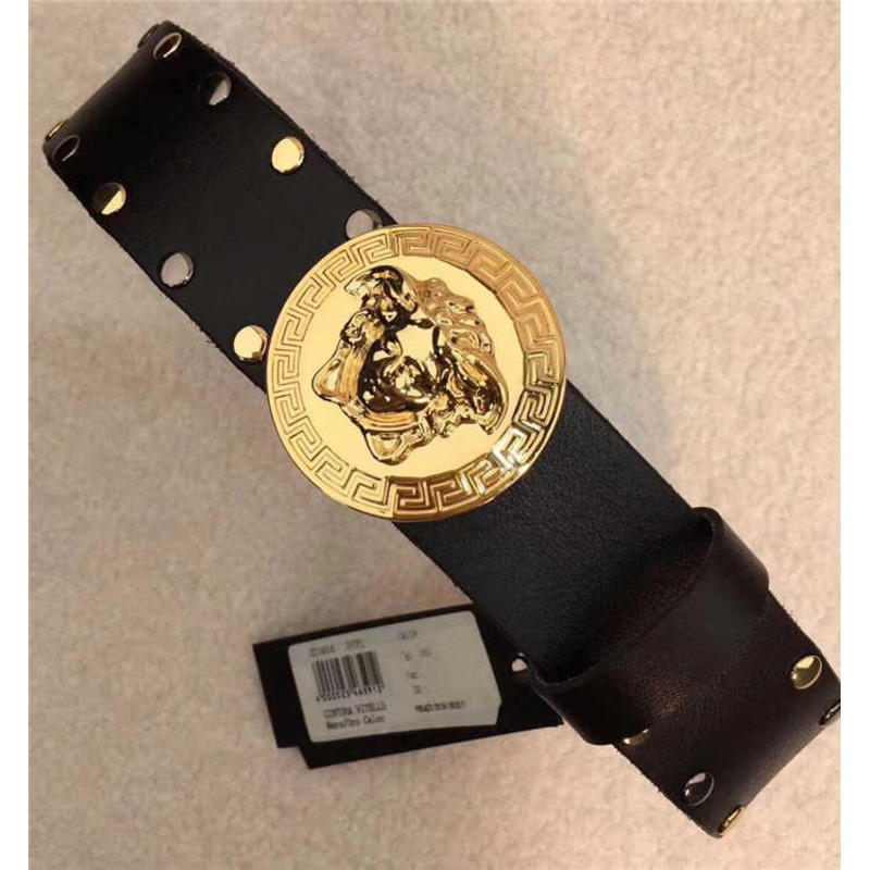 Versace Medusa Logo Buckle Micro Studded Belt