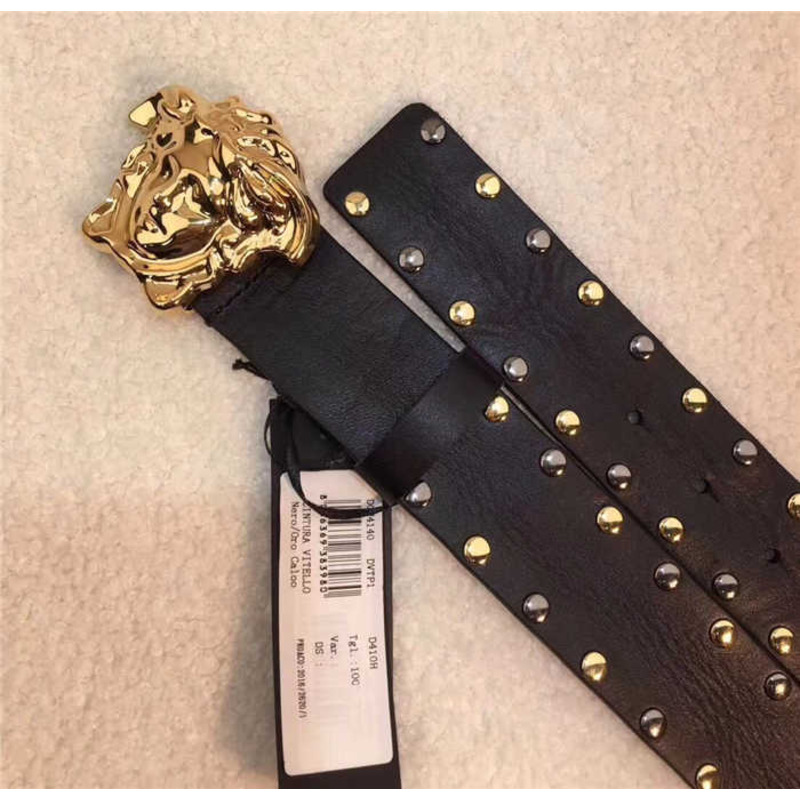 Versace Medusa Buckle Micro Studded Belt in Black