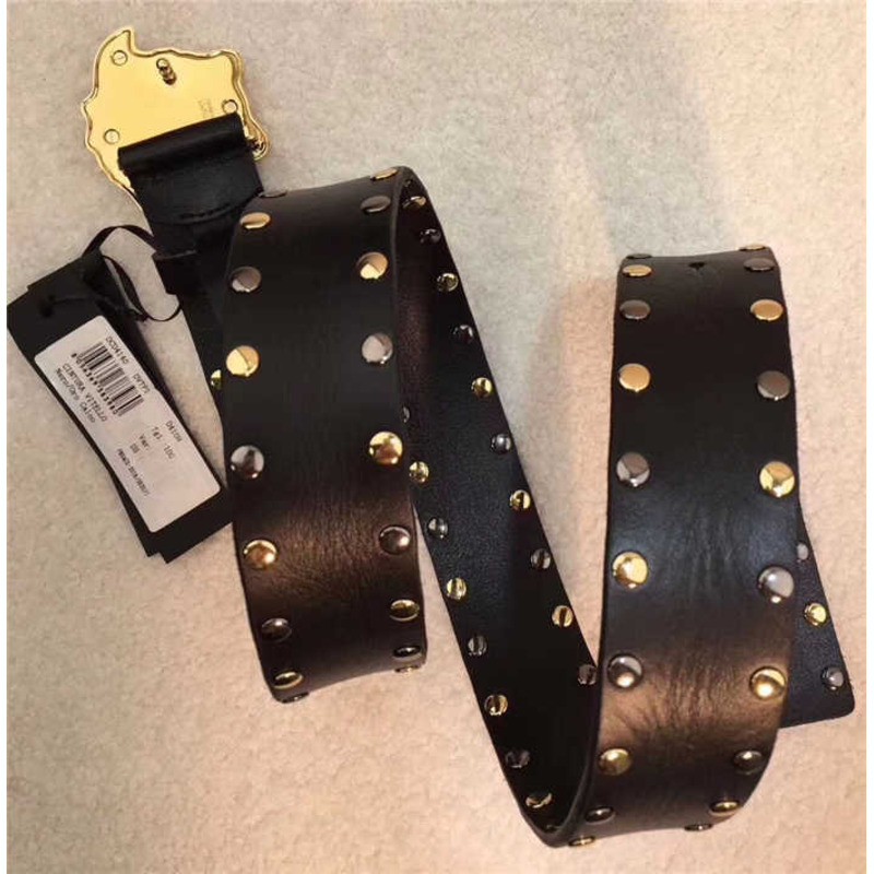 Versace Medusa Buckle Micro Studded Belt in Black