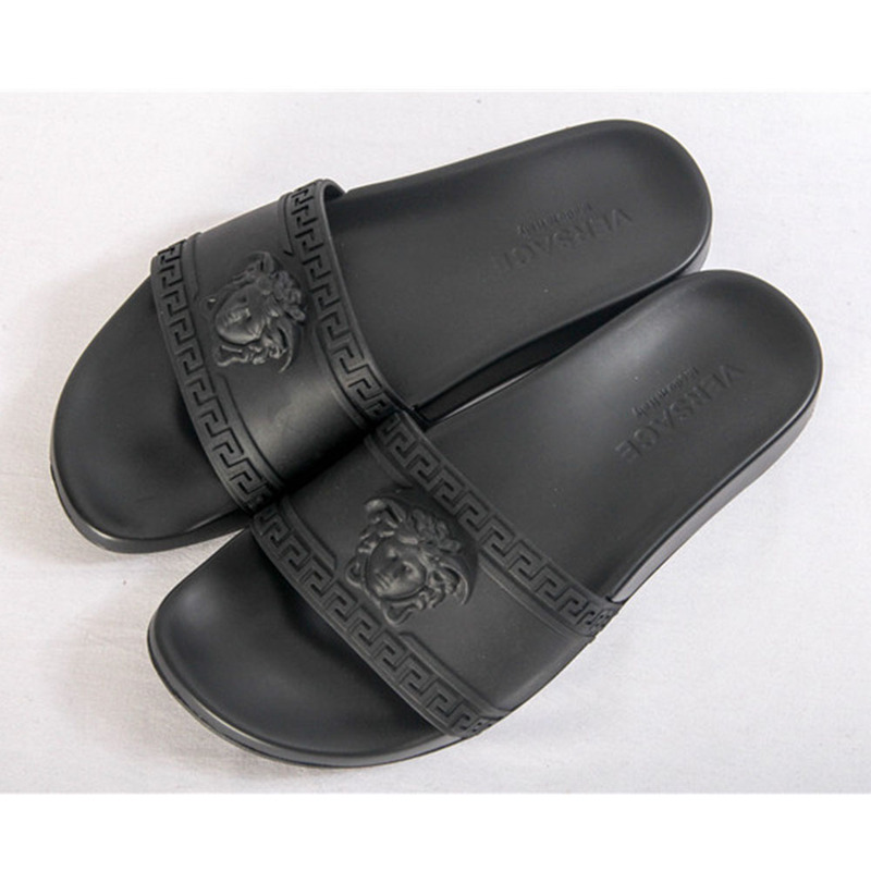 Versace Medusa-Head Slide Sandal in Black