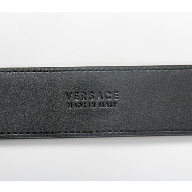 Versace Black Leather Medusa Mens Belt Head Buckle