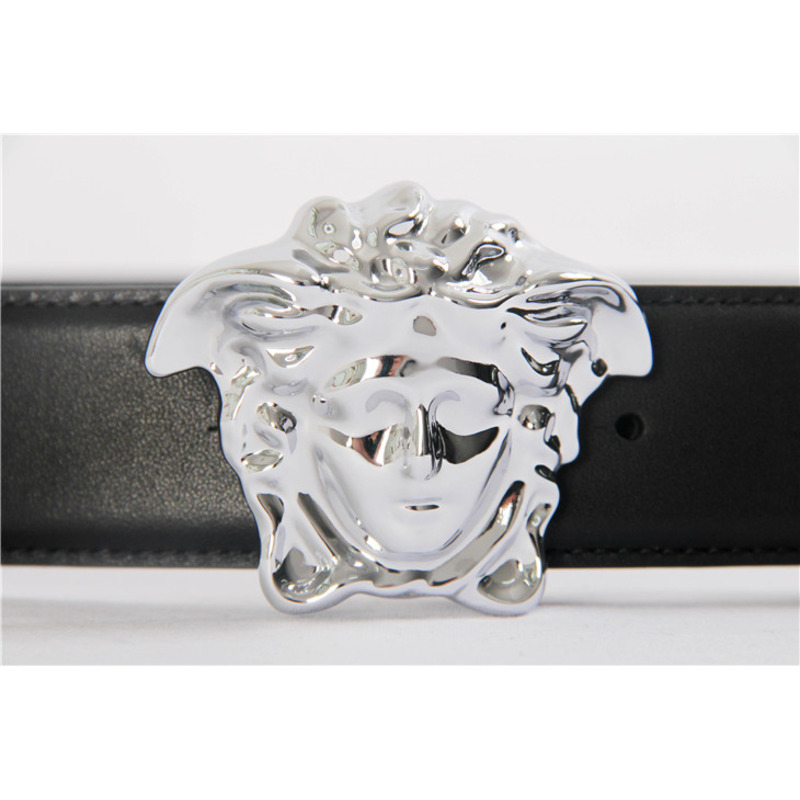 Versace Limited Quality Black Medusa Belt Sliver Buckle